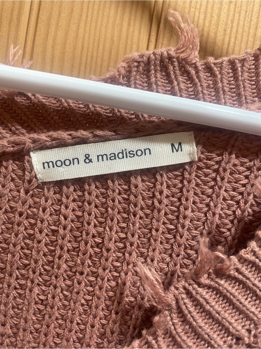 moon & madison Pink Distressed Knit Button Cardigan - Picture 3 of 6
